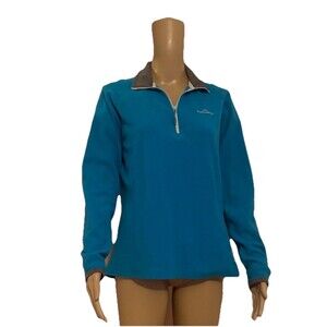 Kathmandu Jumper Womens Sz 12 Blue Long Sleeve 1/4 Zip Polartec Fleece FLAW